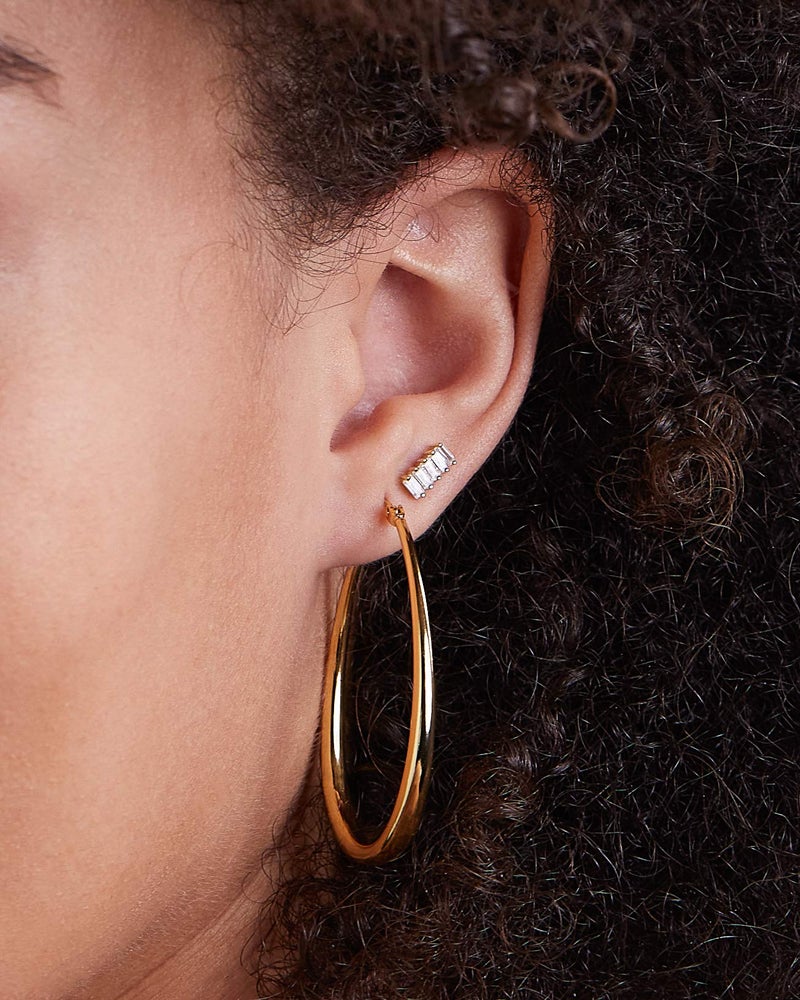 MILLA Oval Hoop Earrings - 14K Gold Plated, Rose Gold Plated and Sterling Silver Plated Hoop Earrings for Women - Hypoallergenic & Lightweight (14K Gold Plated / 45 mm / 1.8 inches) - Image 2